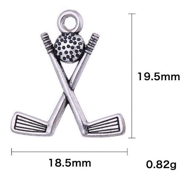 Golf Stick Ball Charm Pendant Necklace